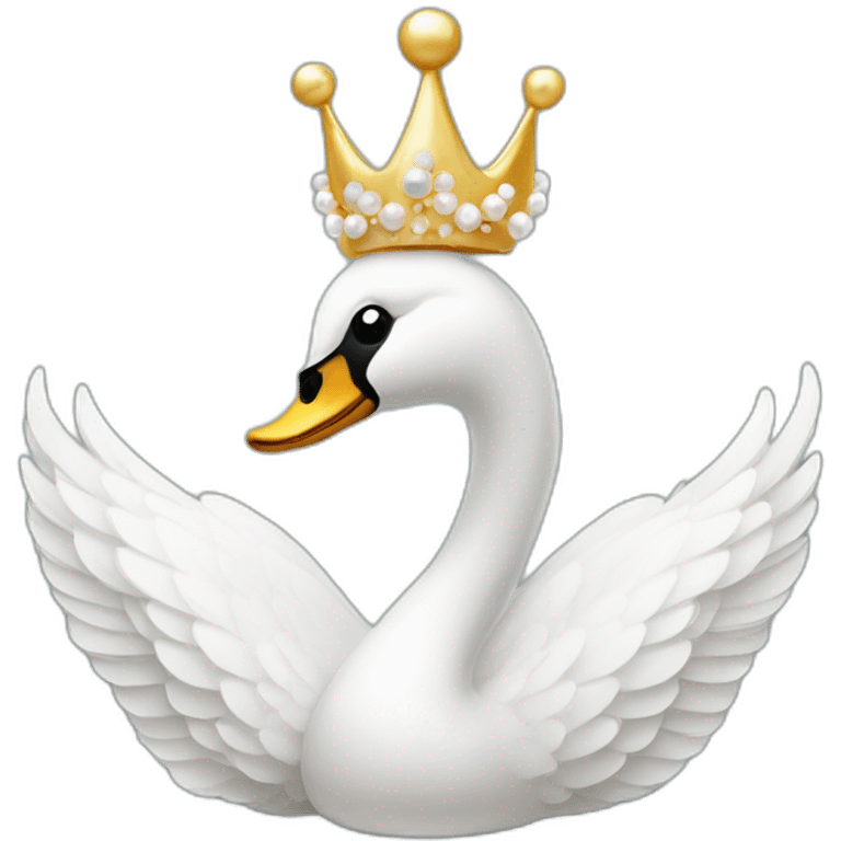 swan with a crown and a large tail and pearl decorations emoji