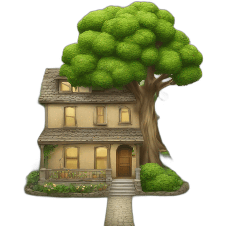 Tree in house emoji