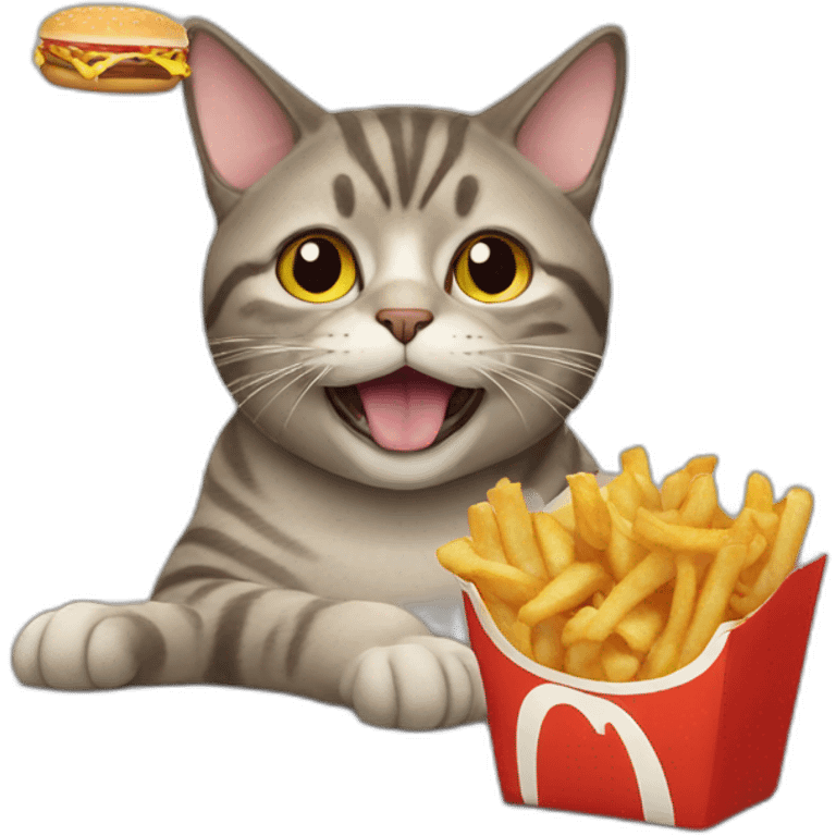 Cat eating fast food emoji