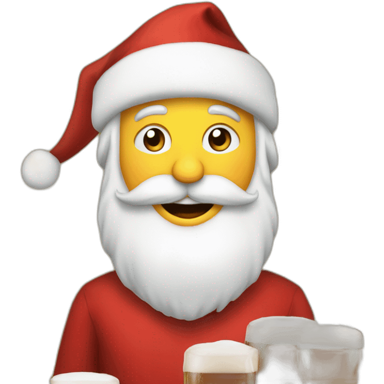 Père Noël qui boit de la bière avec des enfants emoji