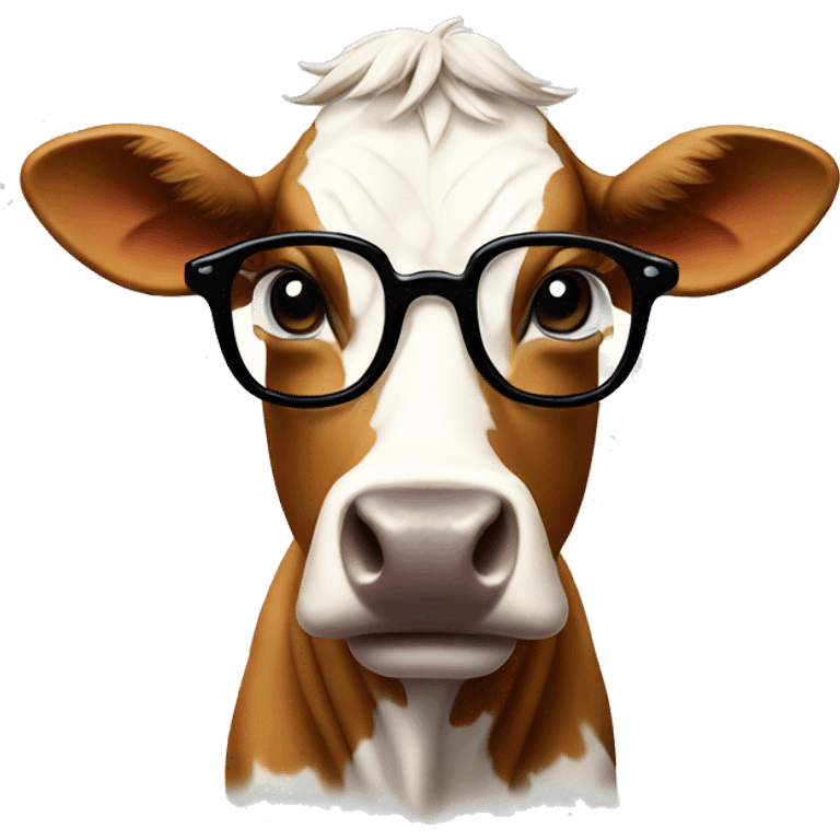 Cow with nerd Glasses  emoji