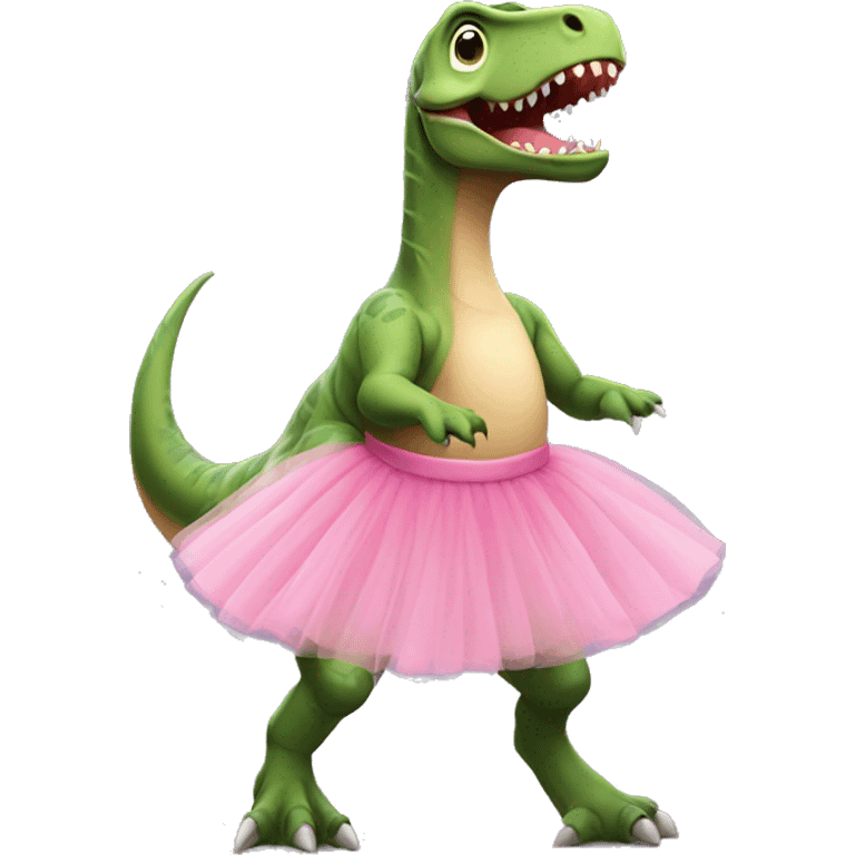 Dinosaur wearing a pink tutu emoji