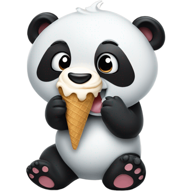 Panda eating ice cream emoji