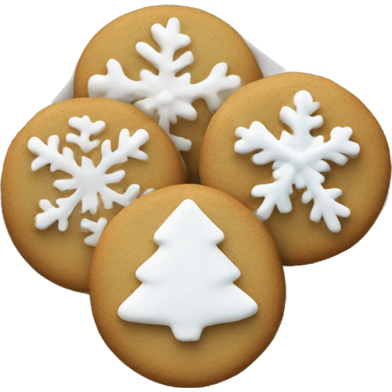 Christmas cookies with white simple frosting on a plate  emoji