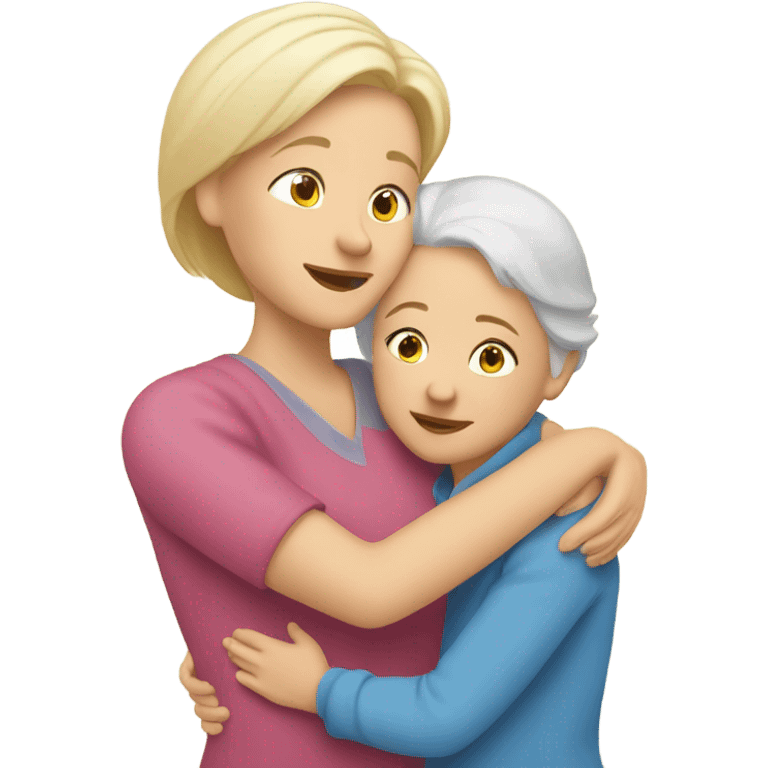 grandmother hugging her blond granddaughter  emoji