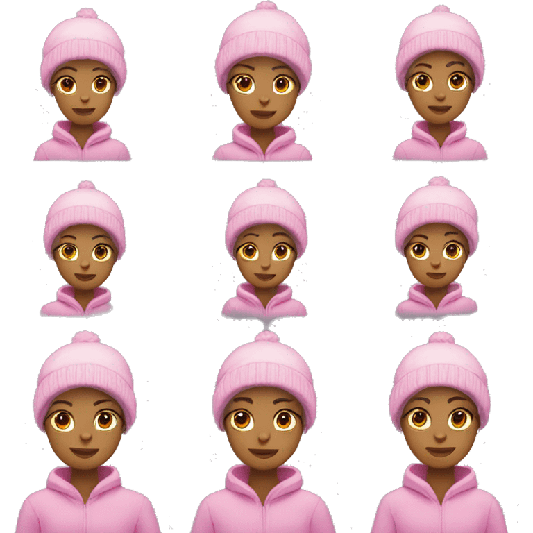 Cute winter off duty model pink style emoji emoji