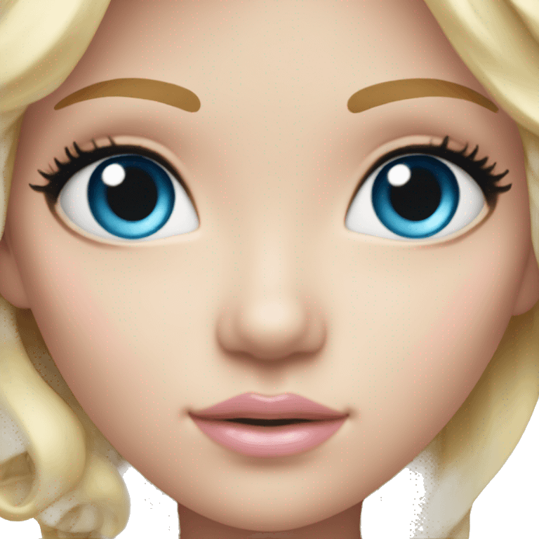 ocean blue doll eyes, blonde hair, feminine, pink, girl, angelic emoji