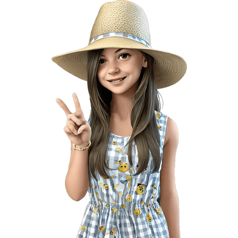 smiling girl in hat dress emoji