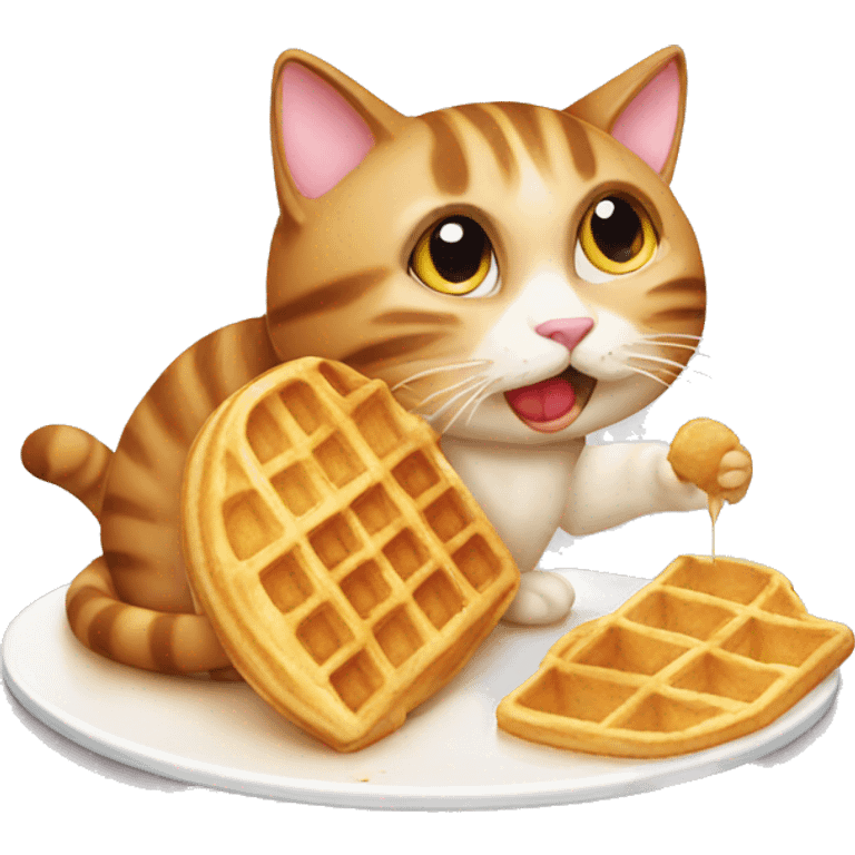 Cat eating waffle emoji