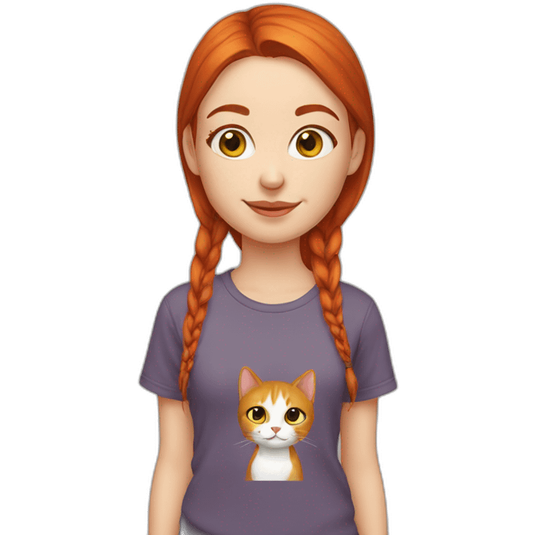 redhead girl with cat t-shirt emoji