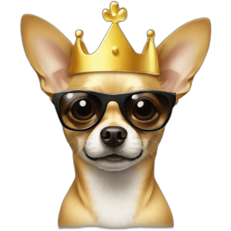 chihuahua with crown and sunglasses emoji