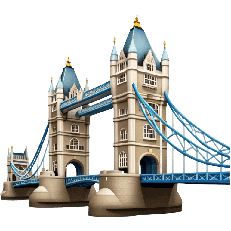 Cinematic Realistic Tower Bridge Landmark Emoji, depicted with iconic Victorian architecture spanning the River Thames, rendered with lifelike textures and dramatic natural lighting that captures its majestic presence. emoji