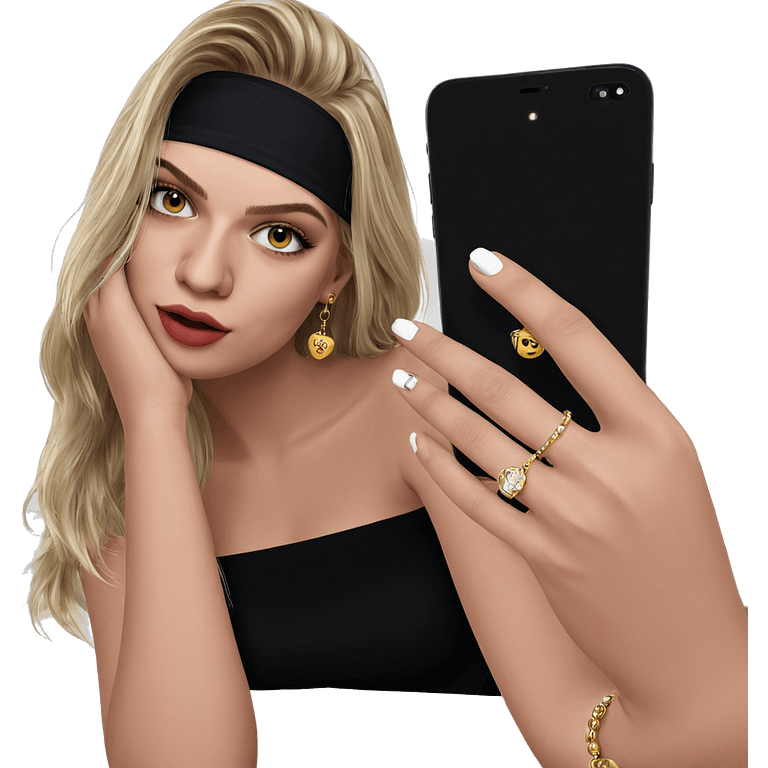 blonde girl with jewelry phone emoji