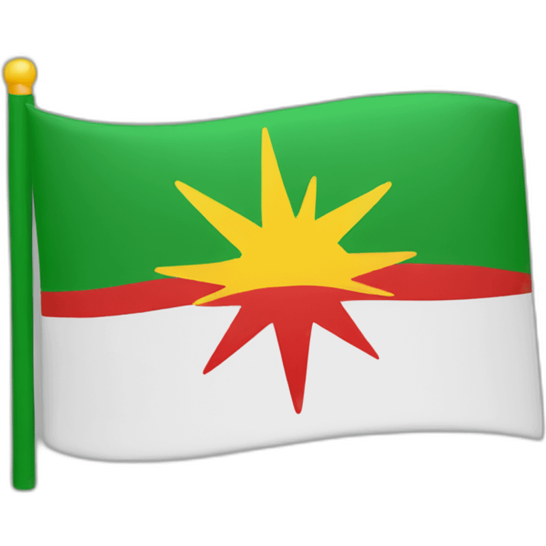 Flag red At top white in the middle Green at bottom and a sun in the middle emoji