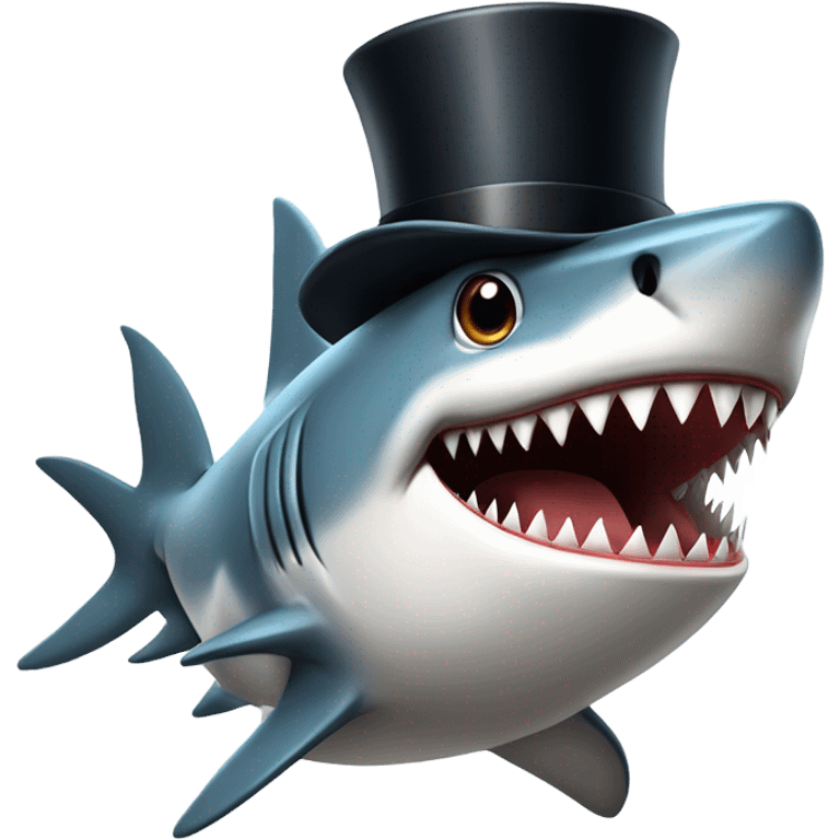 Shark with a top hat emoji