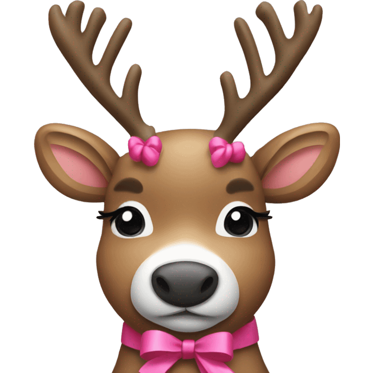 Reindeer with pink bow emoji