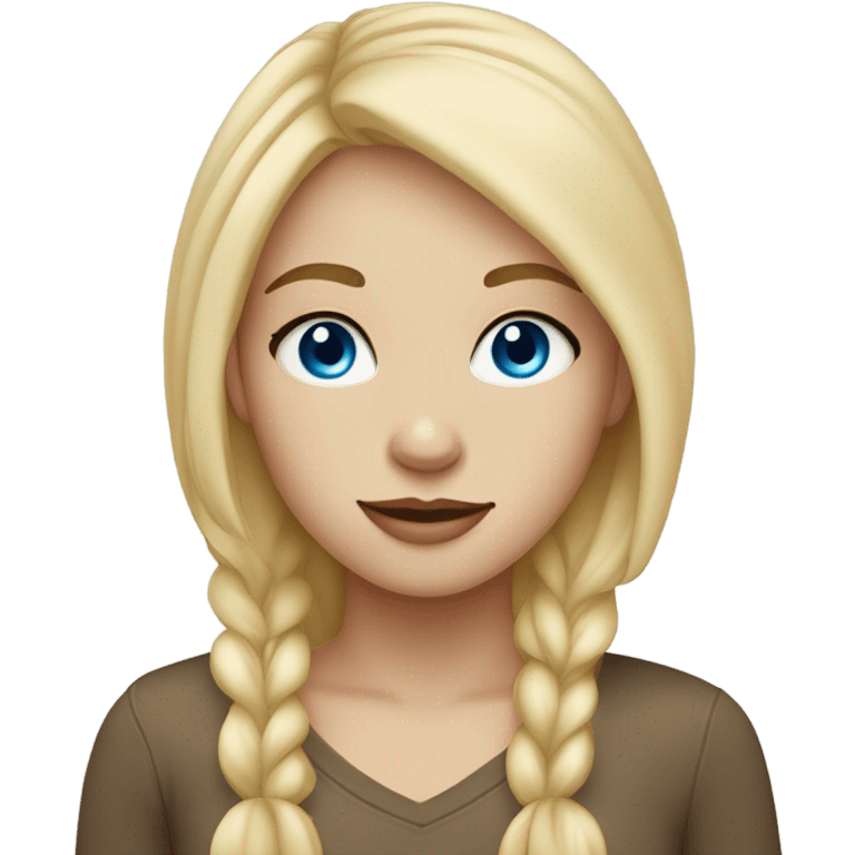 very pretty girl with blonde hair and blue eyes, freckles and light skin color emoji