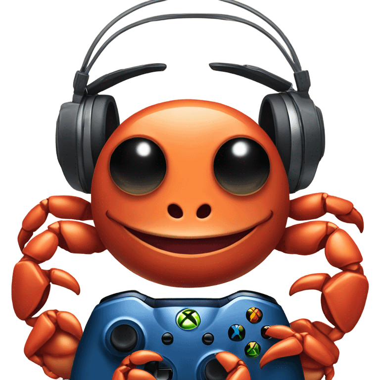 crab in a gaming headset holding xbox controller  emoji