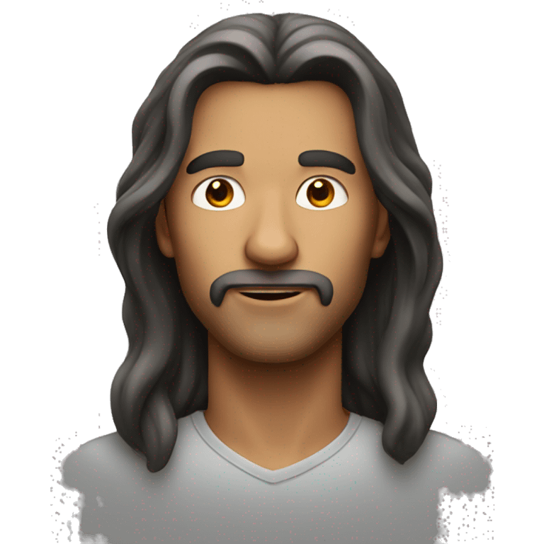 man with a long hair with emoji