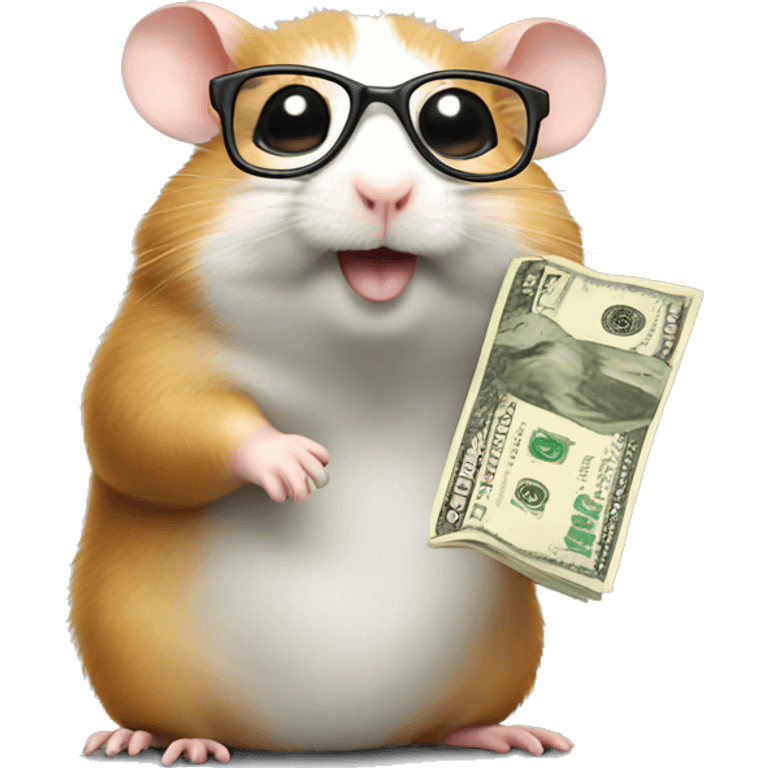 hamster with money and glasses emoji