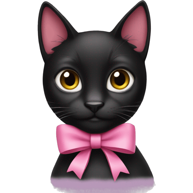 black cat with pink bow  emoji