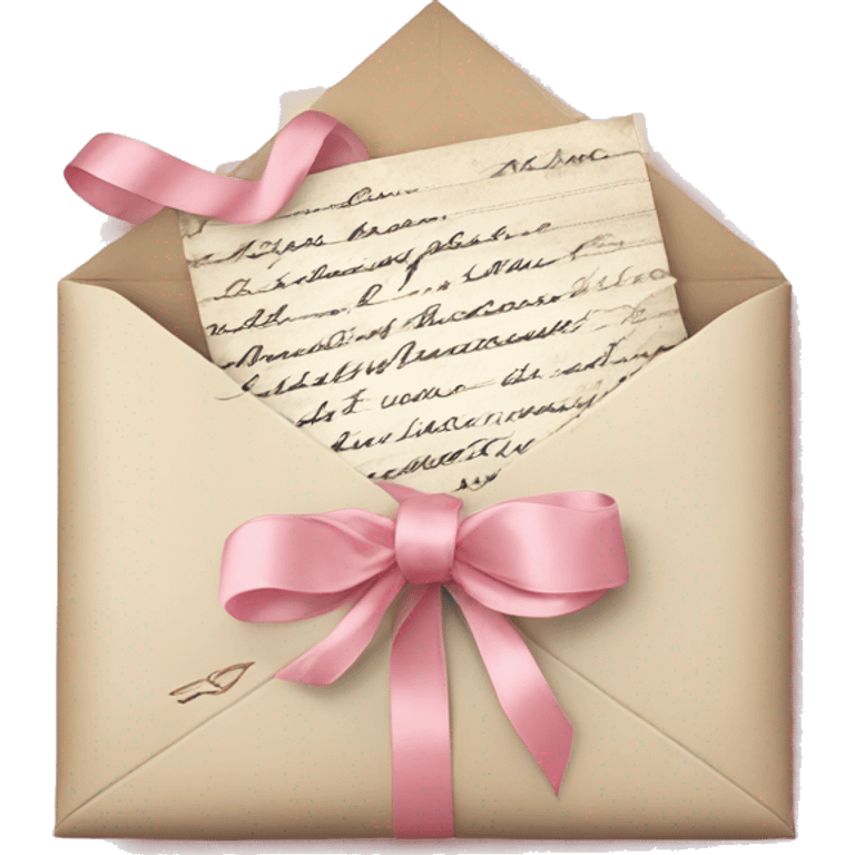 vintage love letters in envelope tied with a baby pink ribbon  emoji