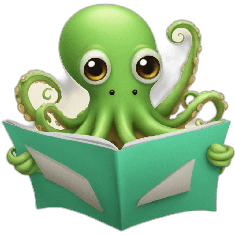 octopus reading a newsletter emoji