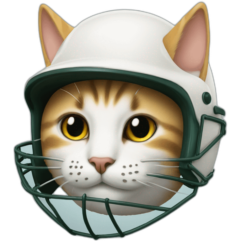 cat waering cricket helmet emoji