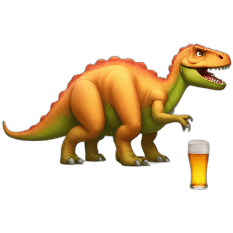 dinosaur with beer sad emoji