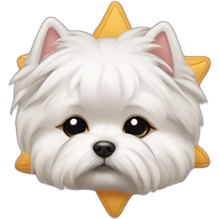 A Maltese cross spitz sleeping emoji