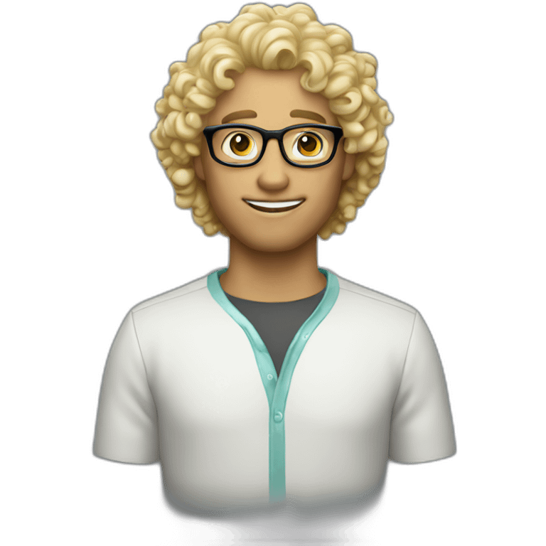 Blond man curly hair crystal glasses emoji