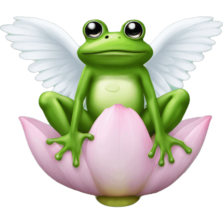 Frog on a Water-Lily with a Angel emoji