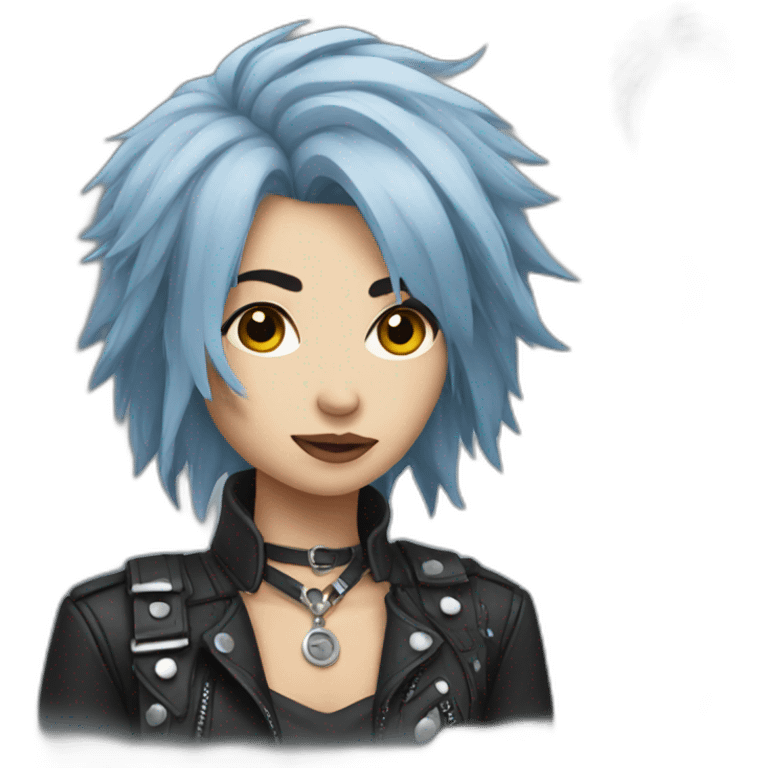 Blue gray hair punk girl emoji