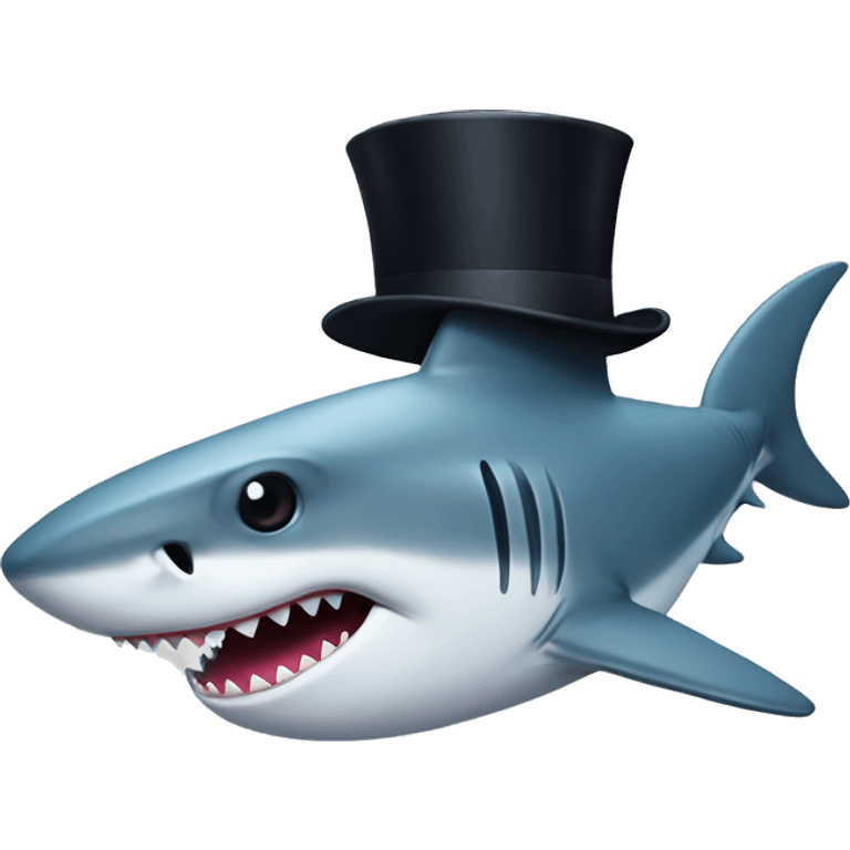 Shark with a top hat emoji