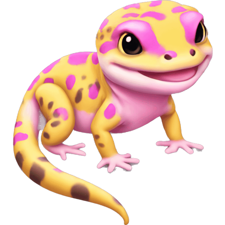 leopard gecko yellow and pink emoji