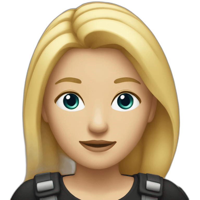 woman it developer, medium blonde hair, no glasses, black outfit emoji