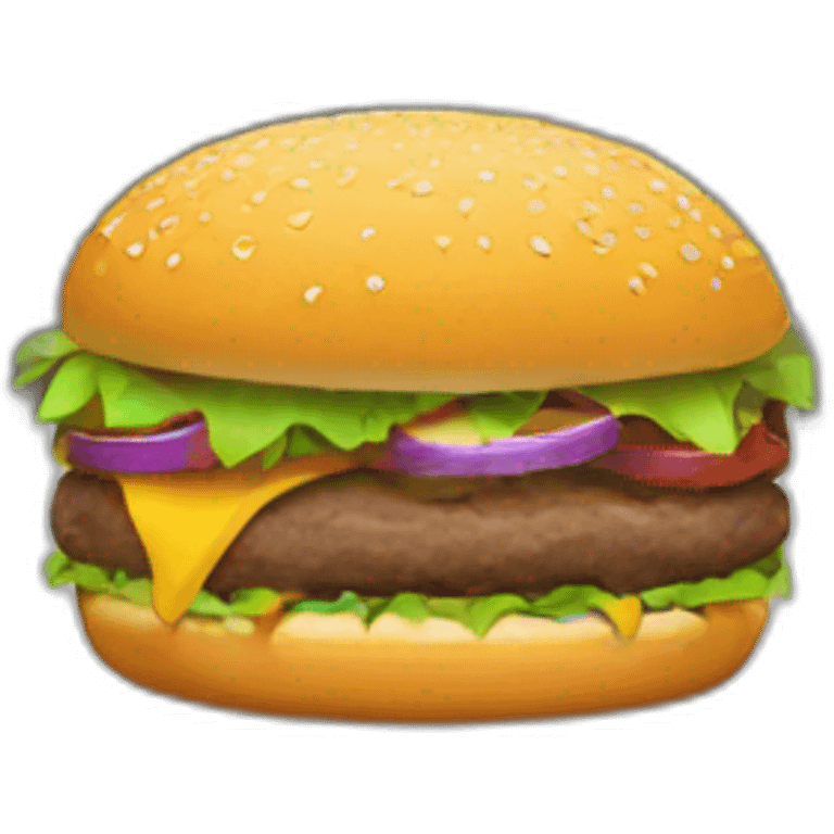 A burger eating a city emoji