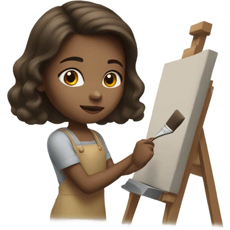 White brunette girl painting  emoji