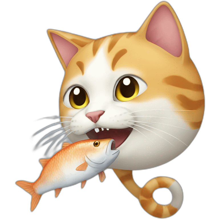 Cat eat fish emoji