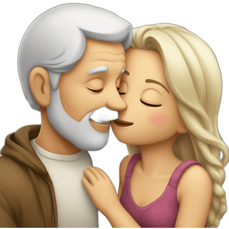 An old man kisses his girl emoji