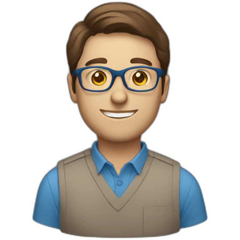 project manager brown hair glasses blue shirt emoji