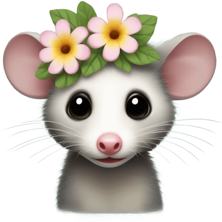 Opossum with flower headband emoji