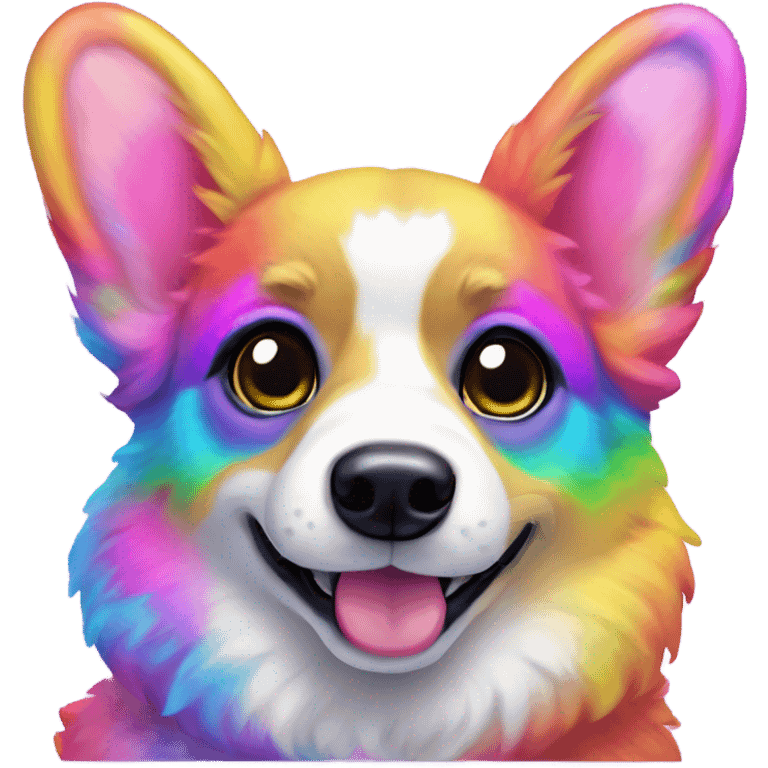 Lisa Frank Rainbow fur corgi emoji