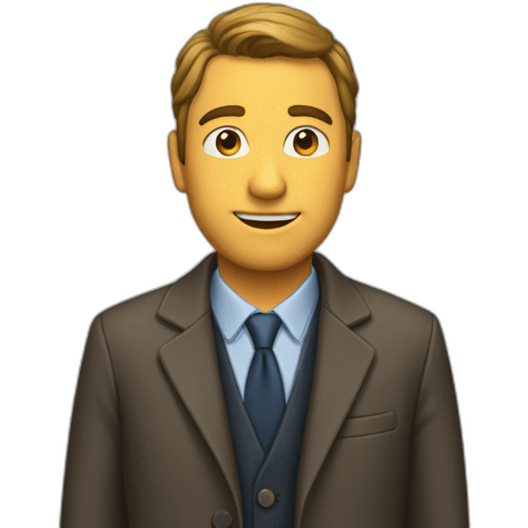 A full man image with coat and suite change the face with rugged emoji