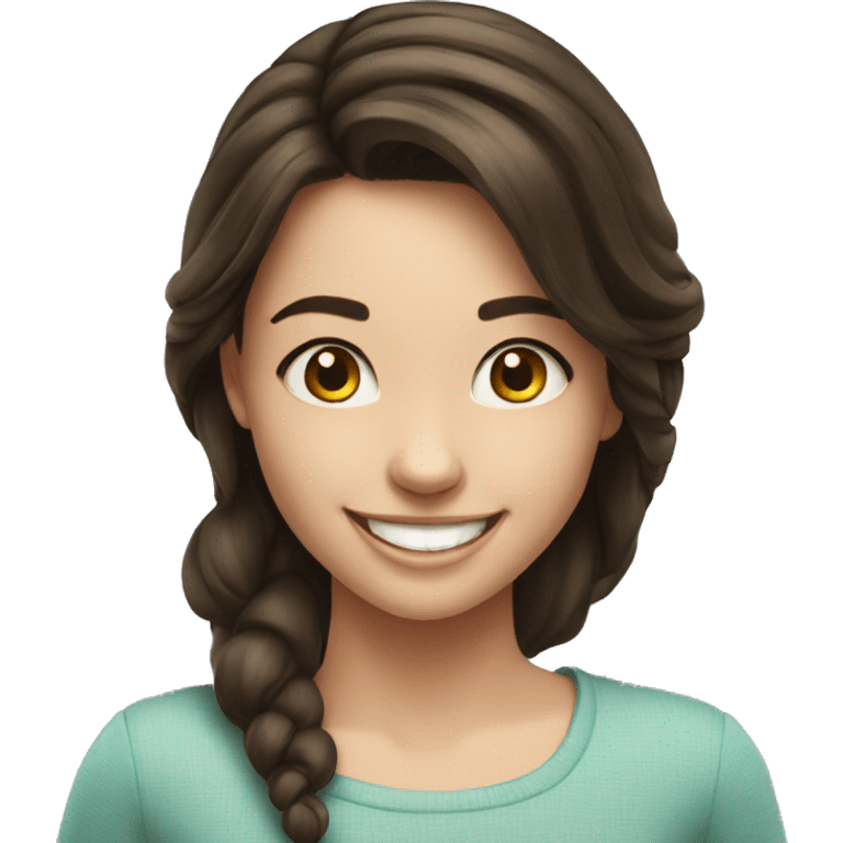 joyful brunette girl with smile realistic  emoji