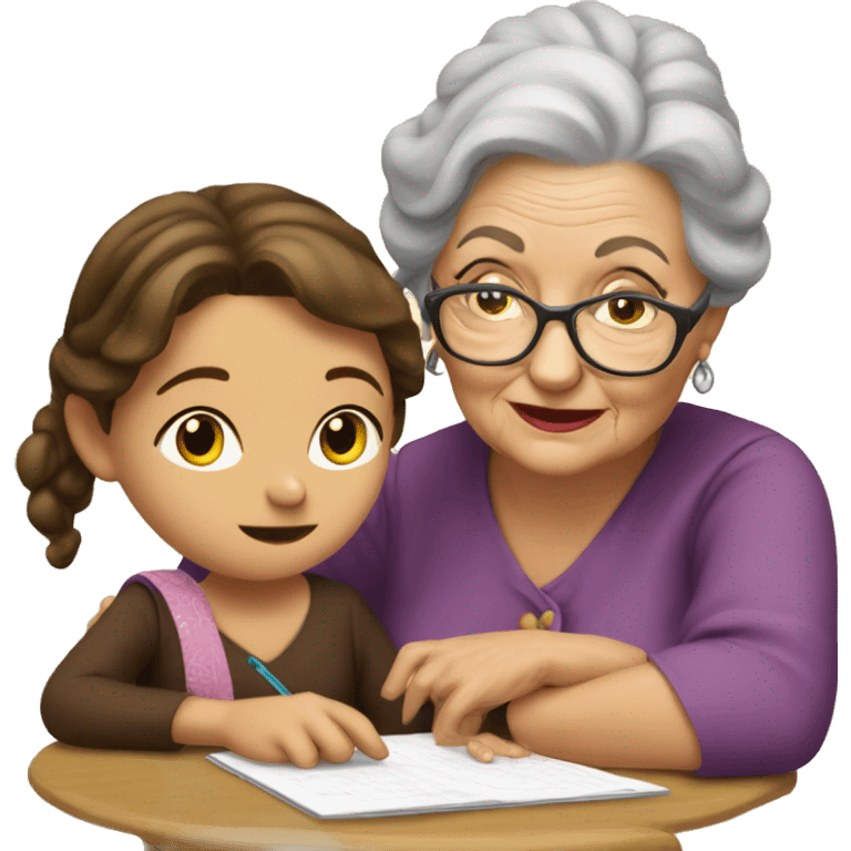 grandma tutoring little gypsy girl emoji