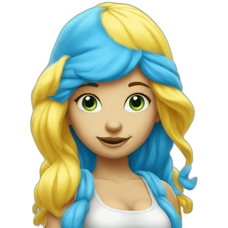 smurf girl with smurf skin and yellow hair emoji