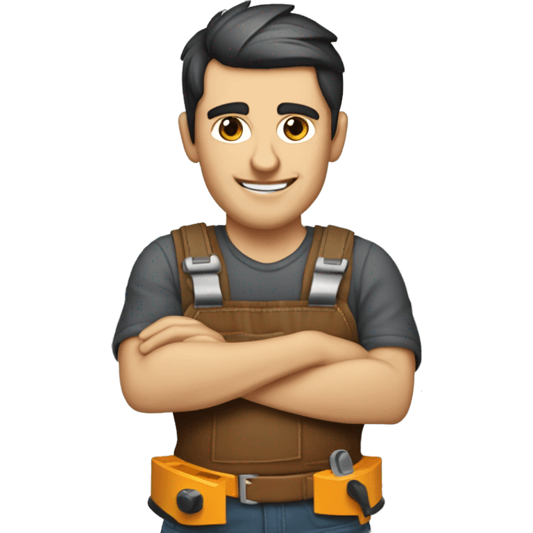 Woodworker with miter saw caucasian dark hair emoji