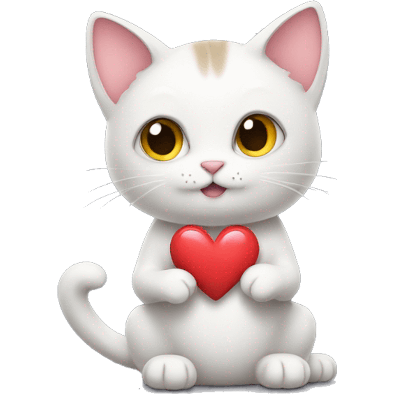 Cat holding a love heart emoji