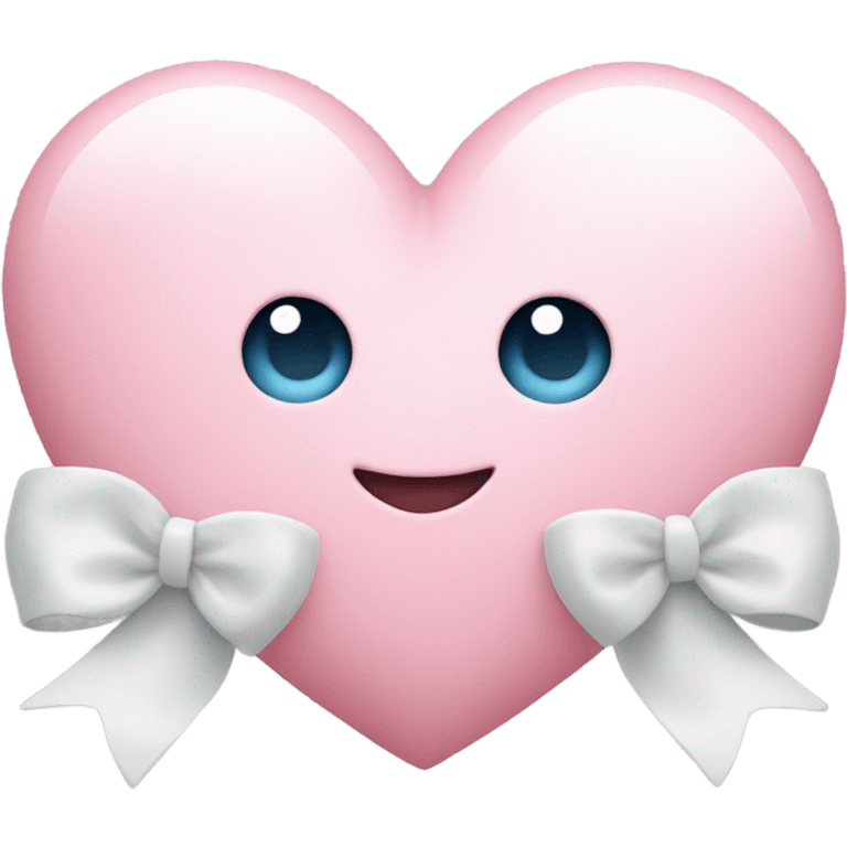 Pastel pink heart with white bow emoji